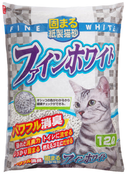固まる紙製猫砂 ファインホワイト 12L