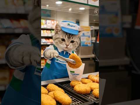 ファミリーマートで働く猫(A Cat Working at FamilyMart) #animal #動物 #ai #shorts